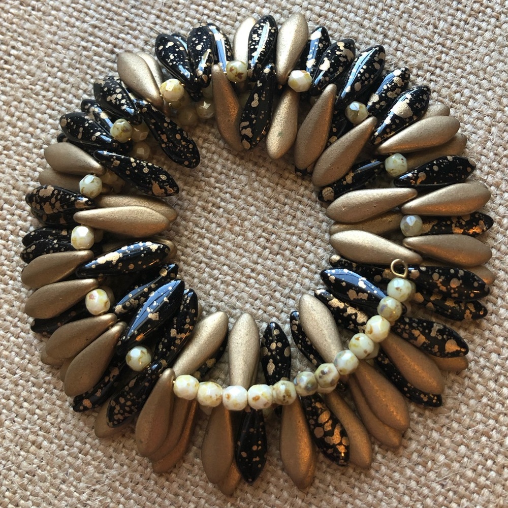 Black and Gold Speckled Memory Wire Bracelet